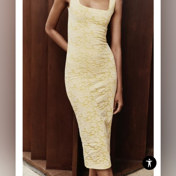 Zara Square Neck Stretch Dress - Picture 2 of 5